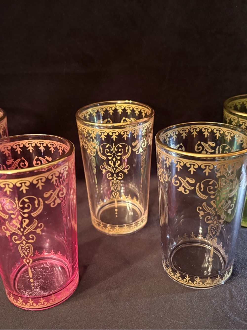 ~ VINTAGE SET OF 5 MOROCCAN TEA GLASSES BY ARTISTIC ACCENTS~